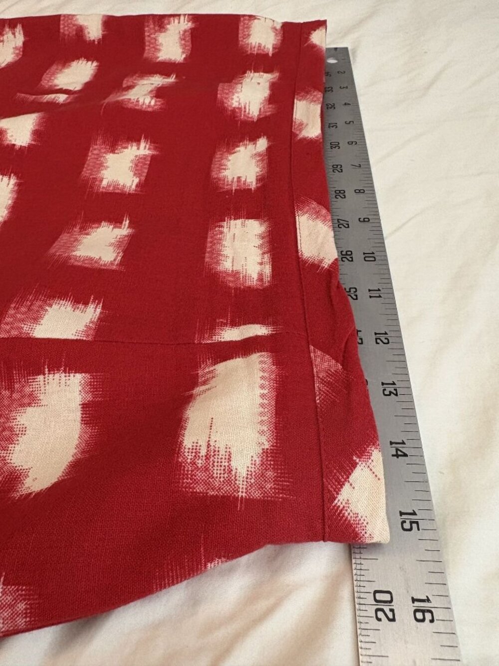 Corey Lynn Calter Pencil Skirt Size 8 Red Cream Linen Blend Ikat Print USA - Picture 7 of 9
